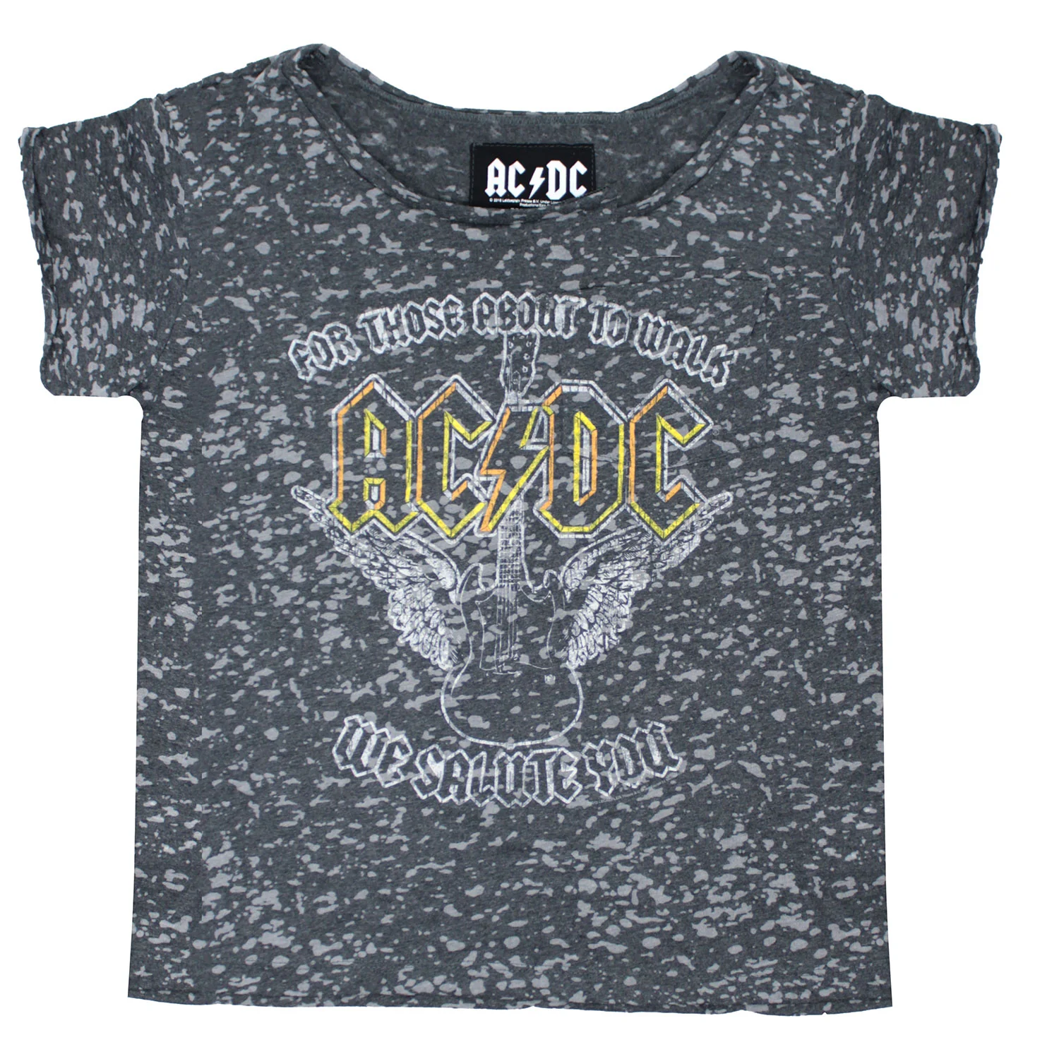 For Those About To Walk We Salute You Winged Guitar Logo Junior Top