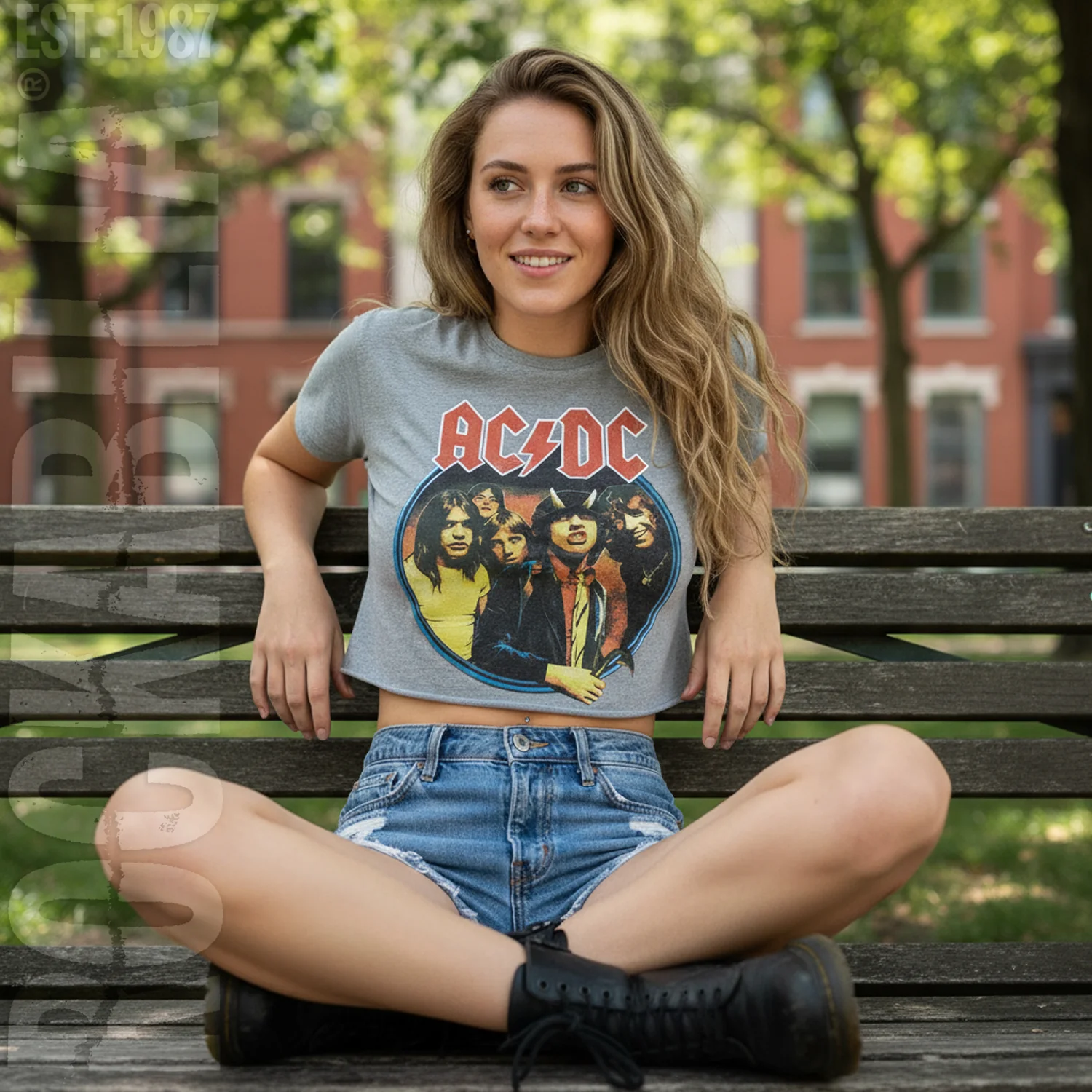Highway To Hell Circle Ladies Crop Top Junior Top - Image 3