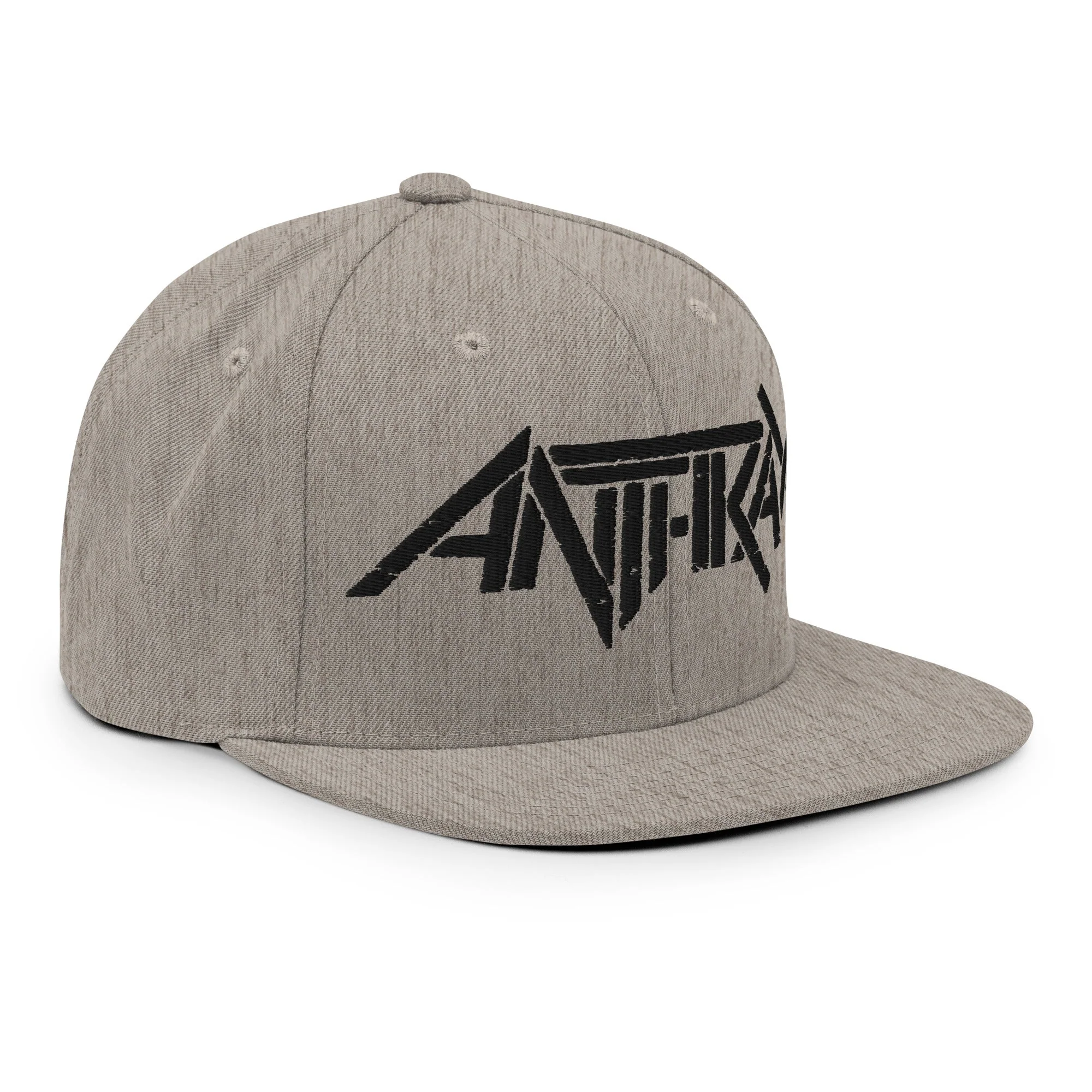 Anthrax - Black on Gray Snapback HD Embroidered Hat - Image 5