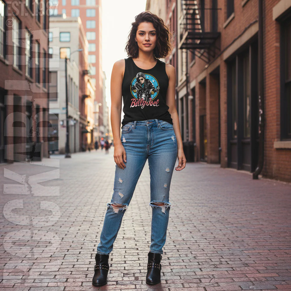 Billy Joel Bikes And Stars Womens Tank - Image 2