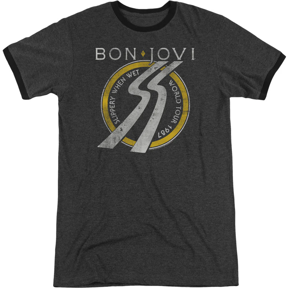 Slippery When Wet World Tour Adult Ringer T-shirt