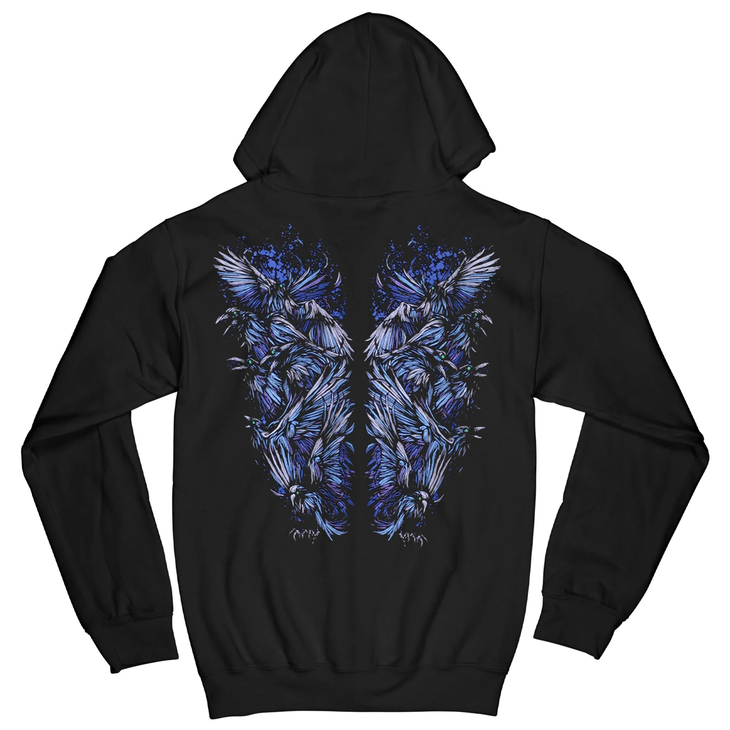 Blue Crow Wings Zippered Hooded Sweatshirt - Image 2