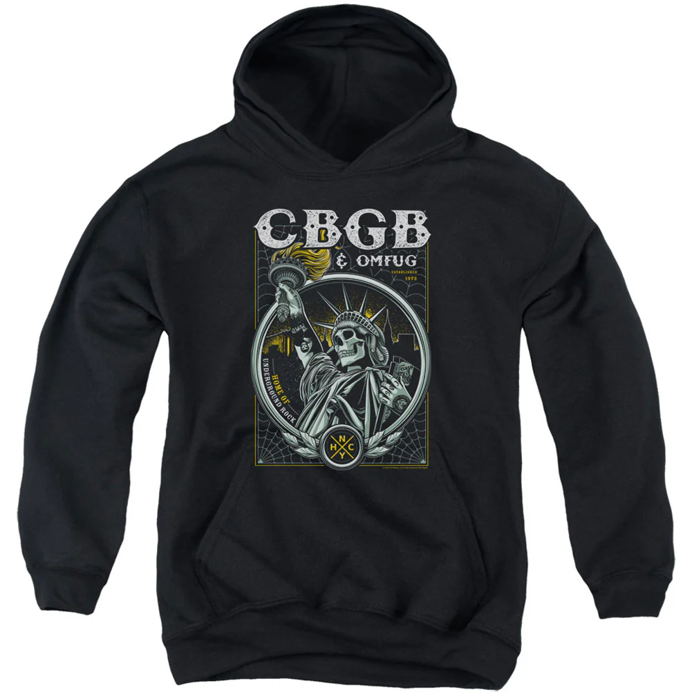 Liberty Skull Youth 50% Poly Hooded Sweatshirt