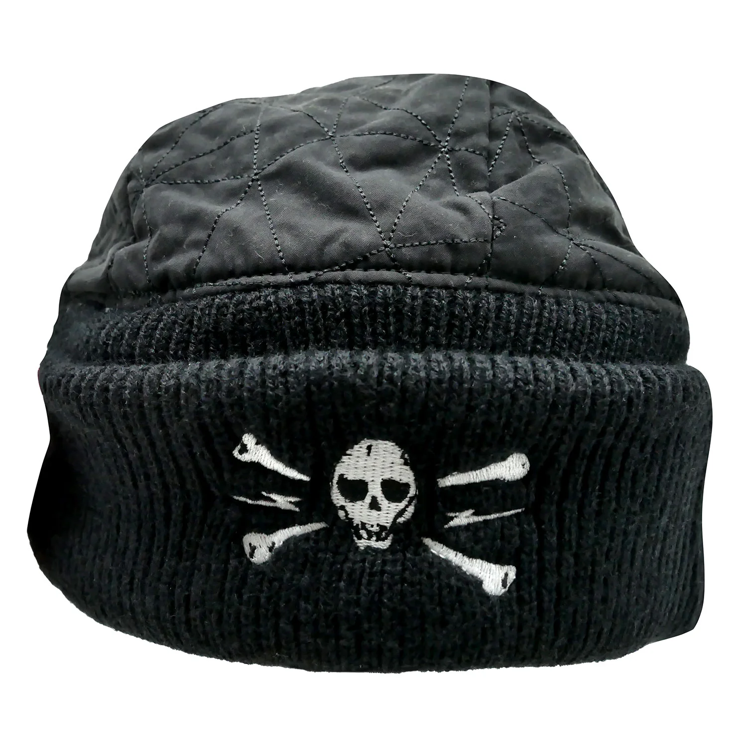 The Clash Skull & Crossbones Quilted Cap with Knitted Bill Quilted Visor Cap - Image 2