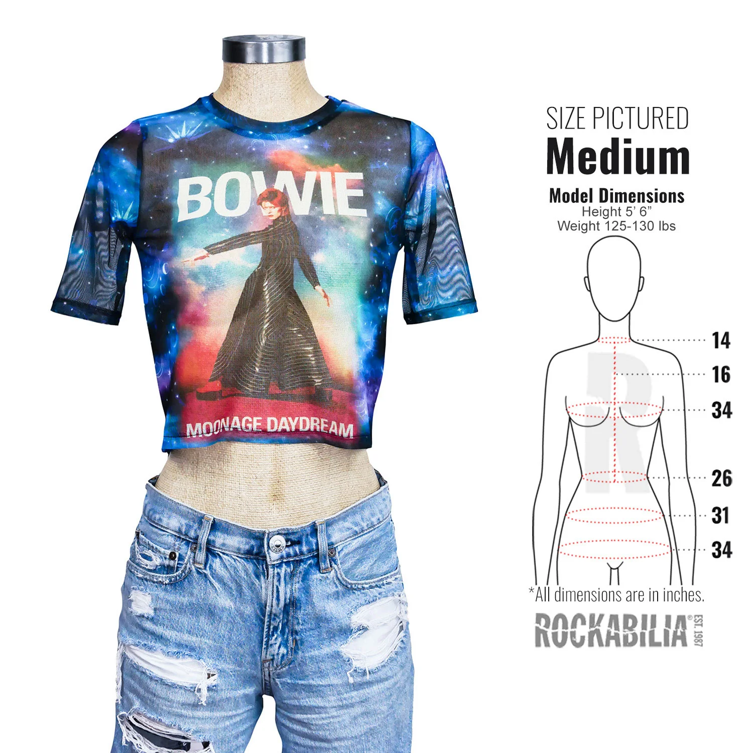 Moonage 11 Fade Ladies Mesh Crop Top Junior Top - Image 3