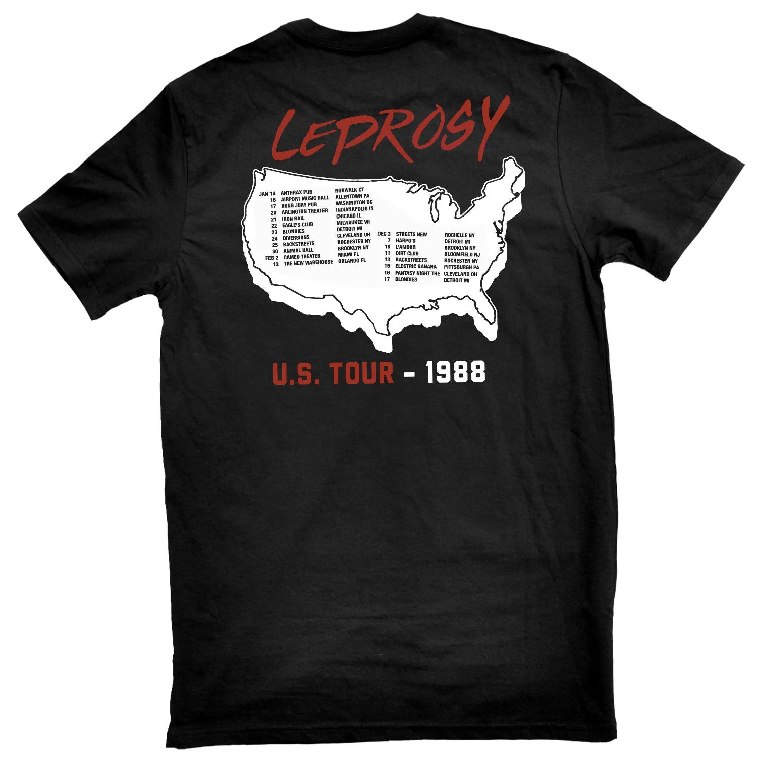 Leprosy US Tour - 1988 T-shirt - Image 2