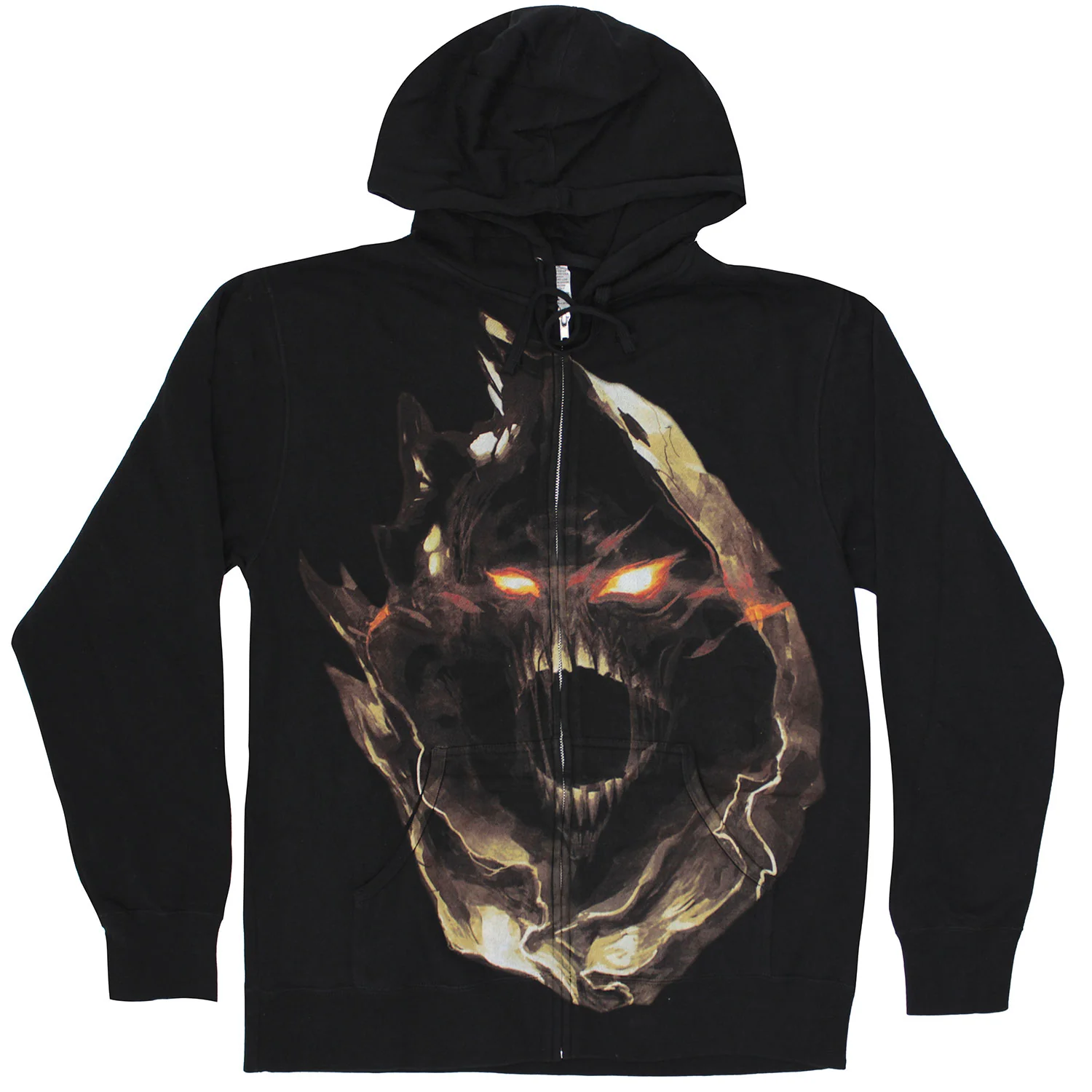 Fire Eyes Zippered Hooded Sweatshirt