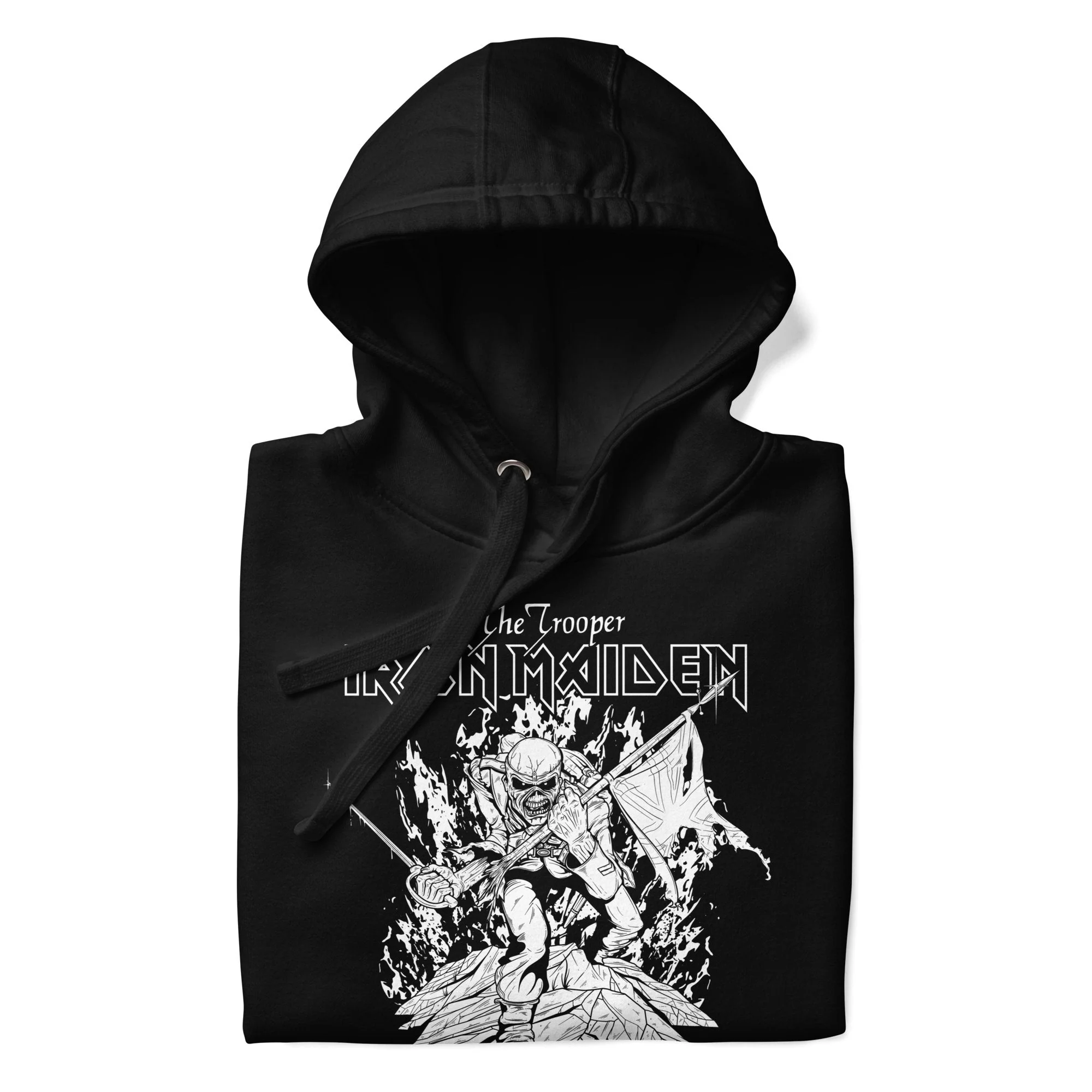 Iron Maiden - Trooper Black and White Classic Hoodie - Image 2