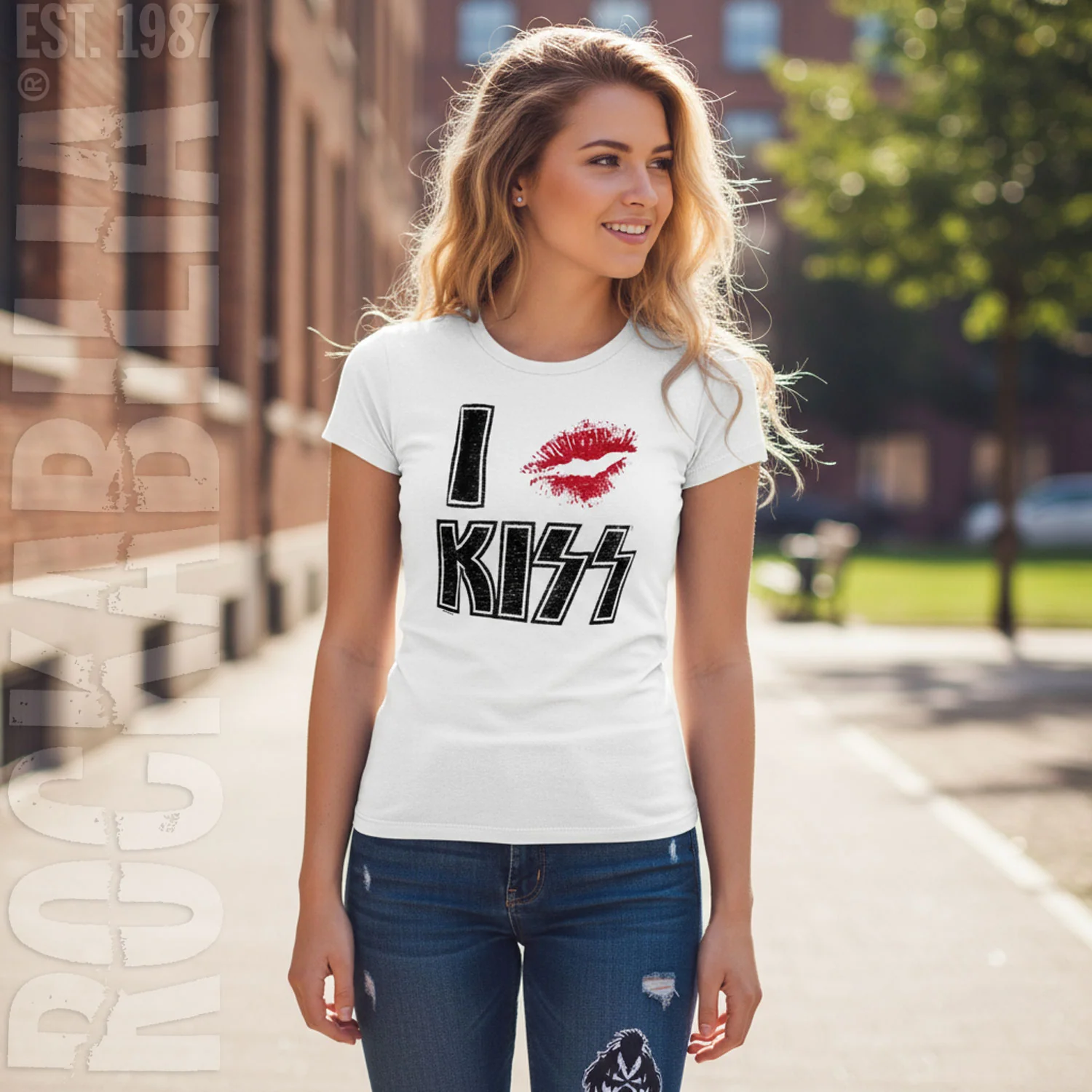 I Lips Kiss Scoop Neck Junior Top - Image 2