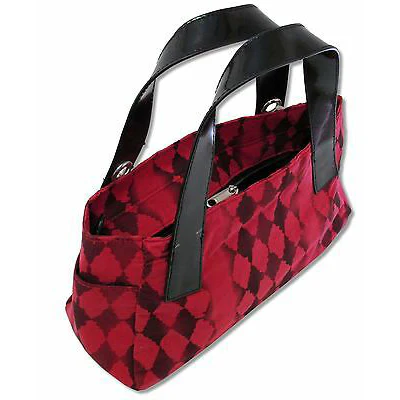 Chained Dark Red Diamond Print Chain Detail Hand Bag Purse Girls Handbag - Image 2