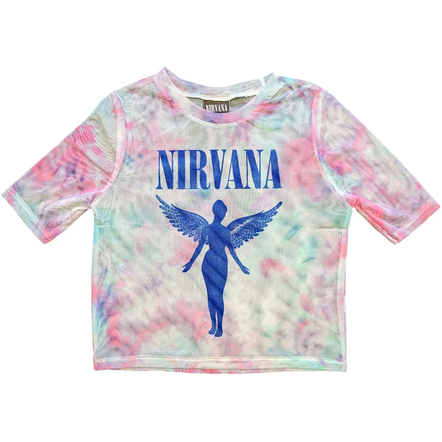 Angelic Blue Mono Ladies Mesh Crop Top Junior Top