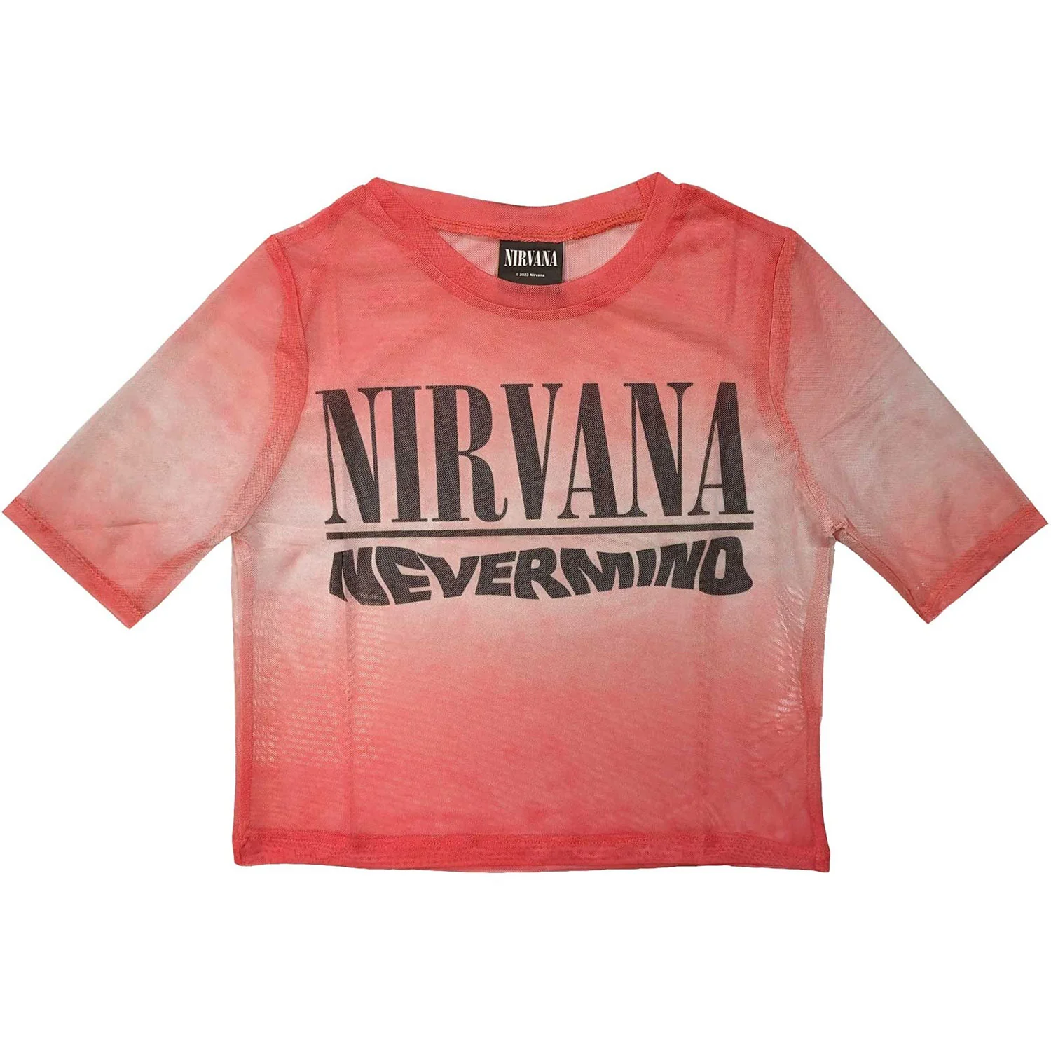 Nevermind Wavy Logo Ladies Mesh Crop Top Junior Top