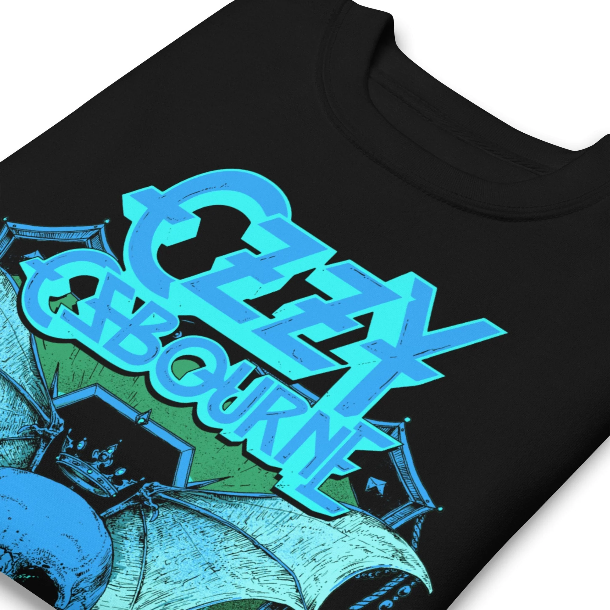Ozzy Osbourne - Neon Blue Bat Jumbo Print Sweatshirt - Image 2