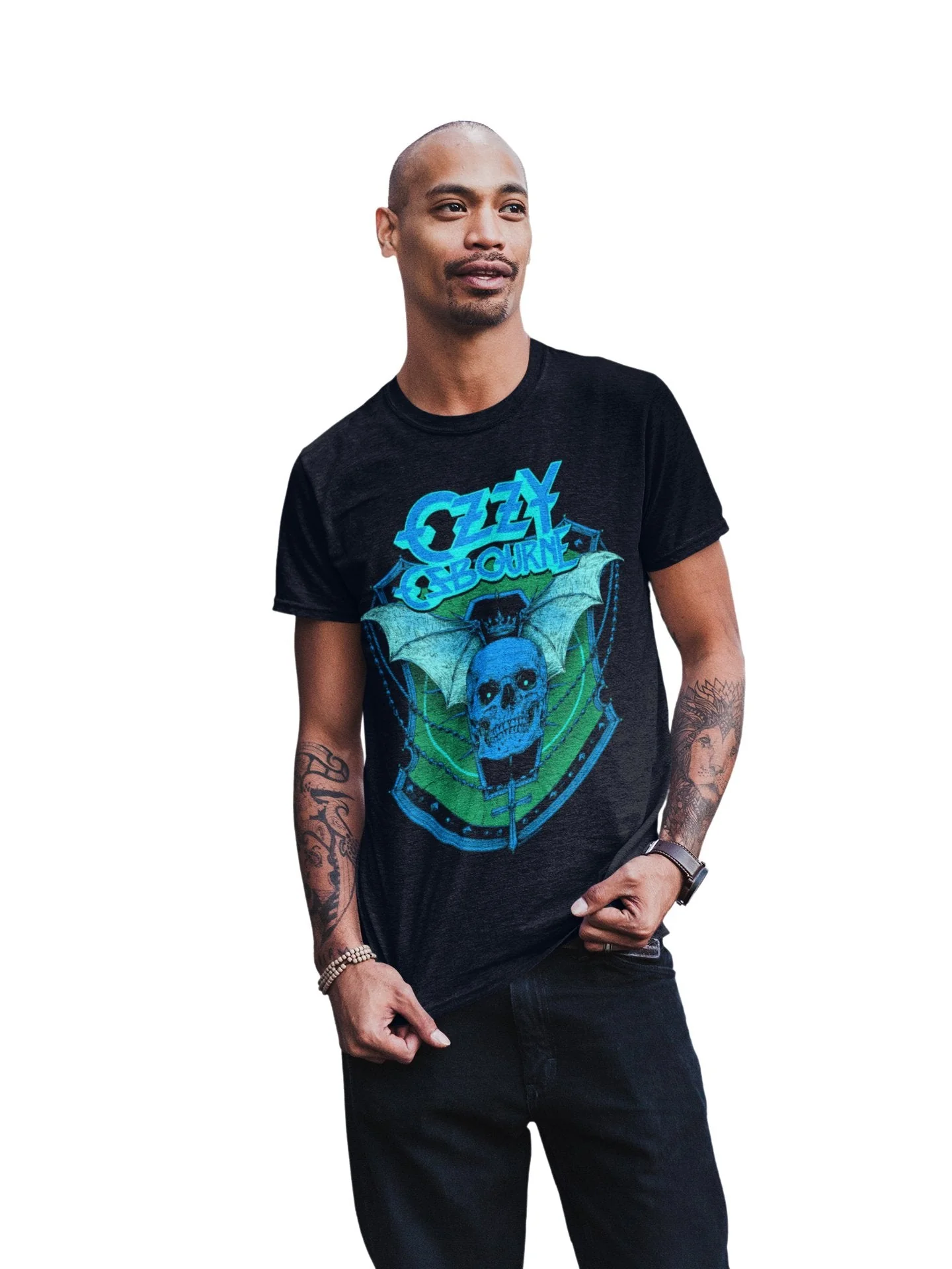 Ozzy Osbourne - Neon Blue Bat T-Shirt - Image 3