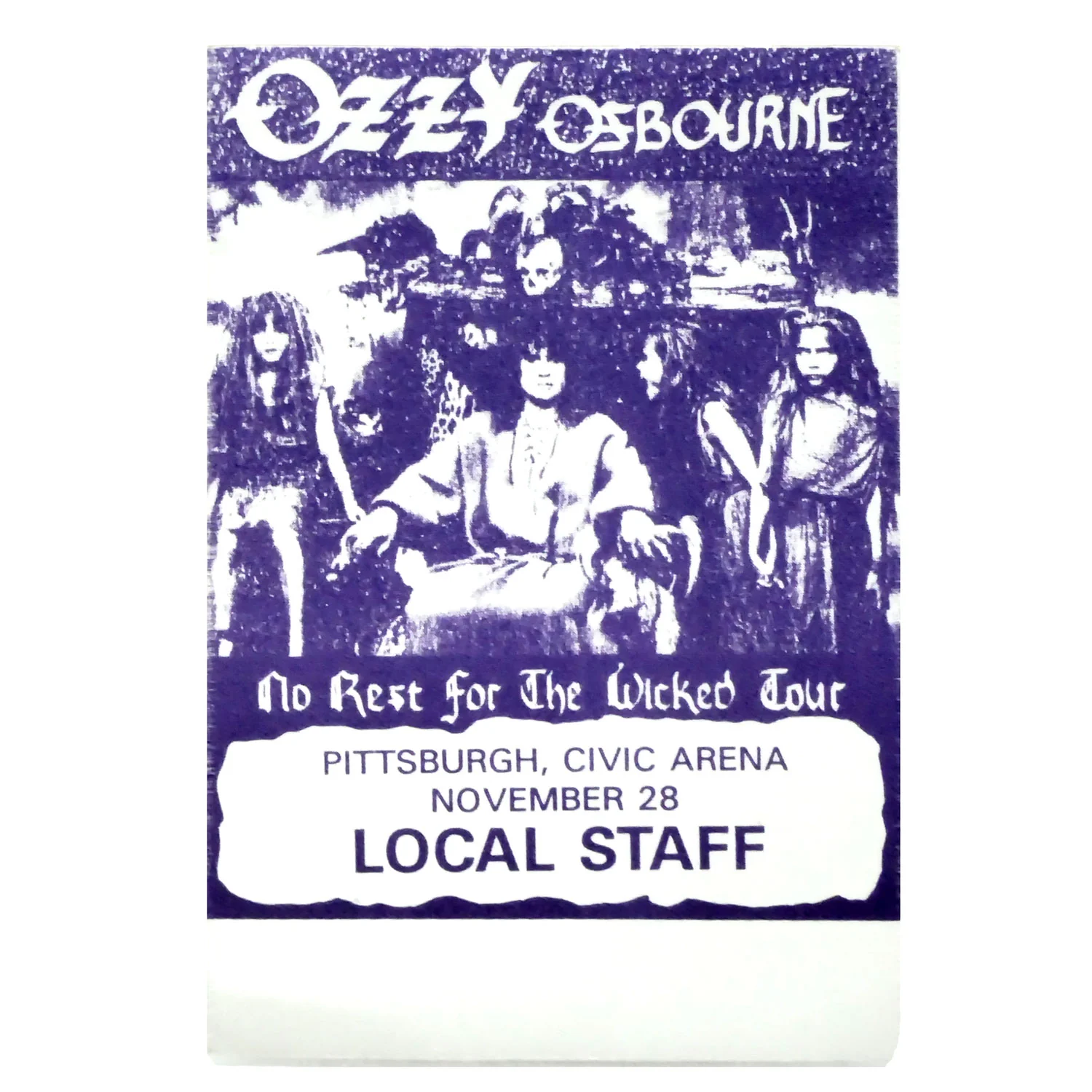 No Rest For The Wicked Tour Cloth Backstage Pass