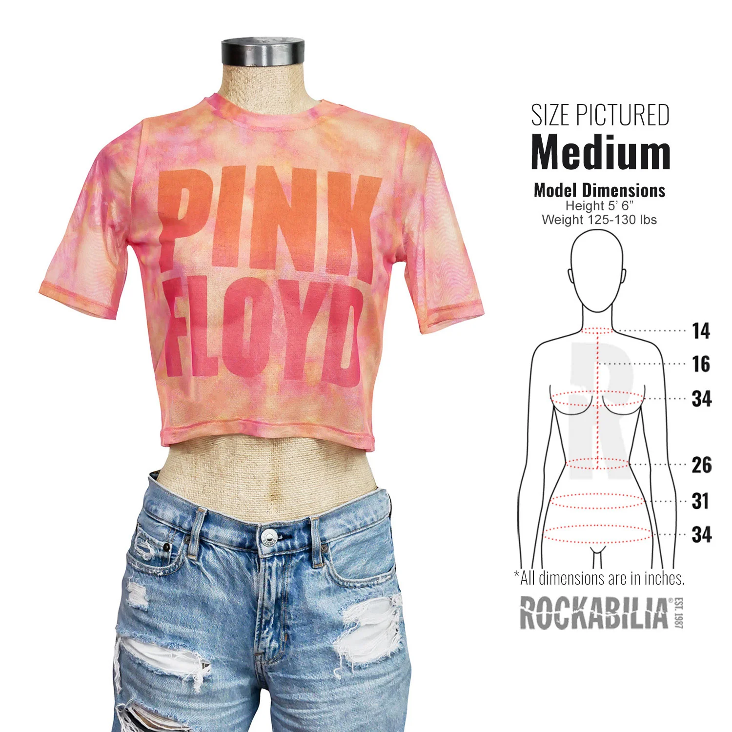 Stacked Logo Ladies Mesh Crop Top Junior Top - Image 4