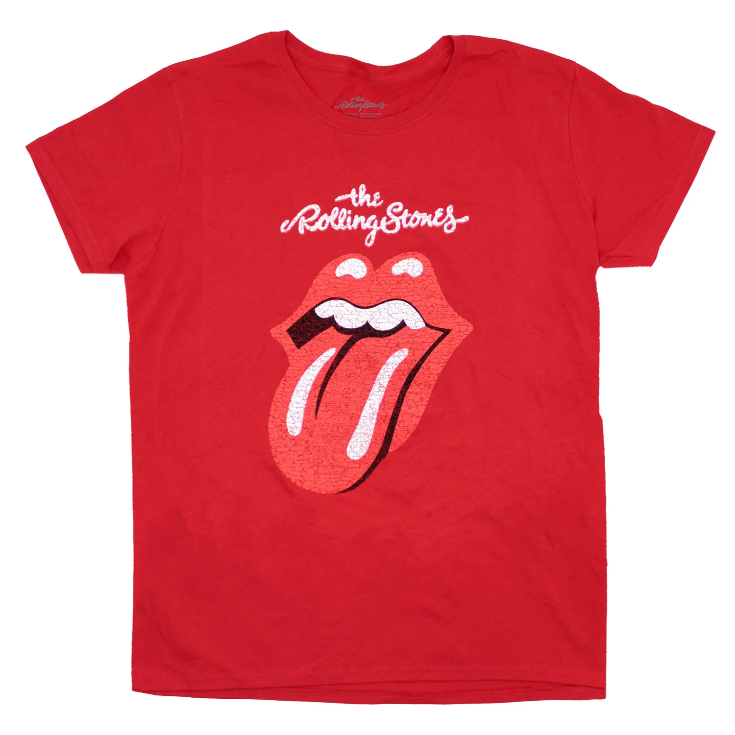 Cracked Logo & Tongue on Red Women's Tee Junior Top