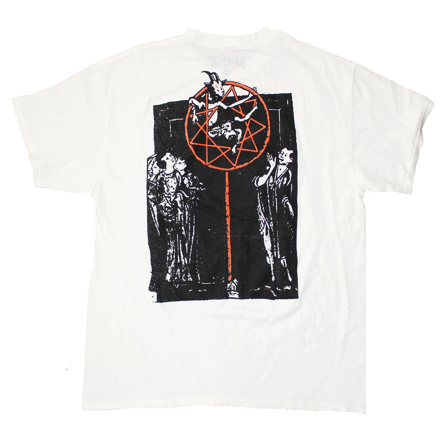 Vintage Black & White Photo Above Red Logo Vintage T-shirt - Image 2