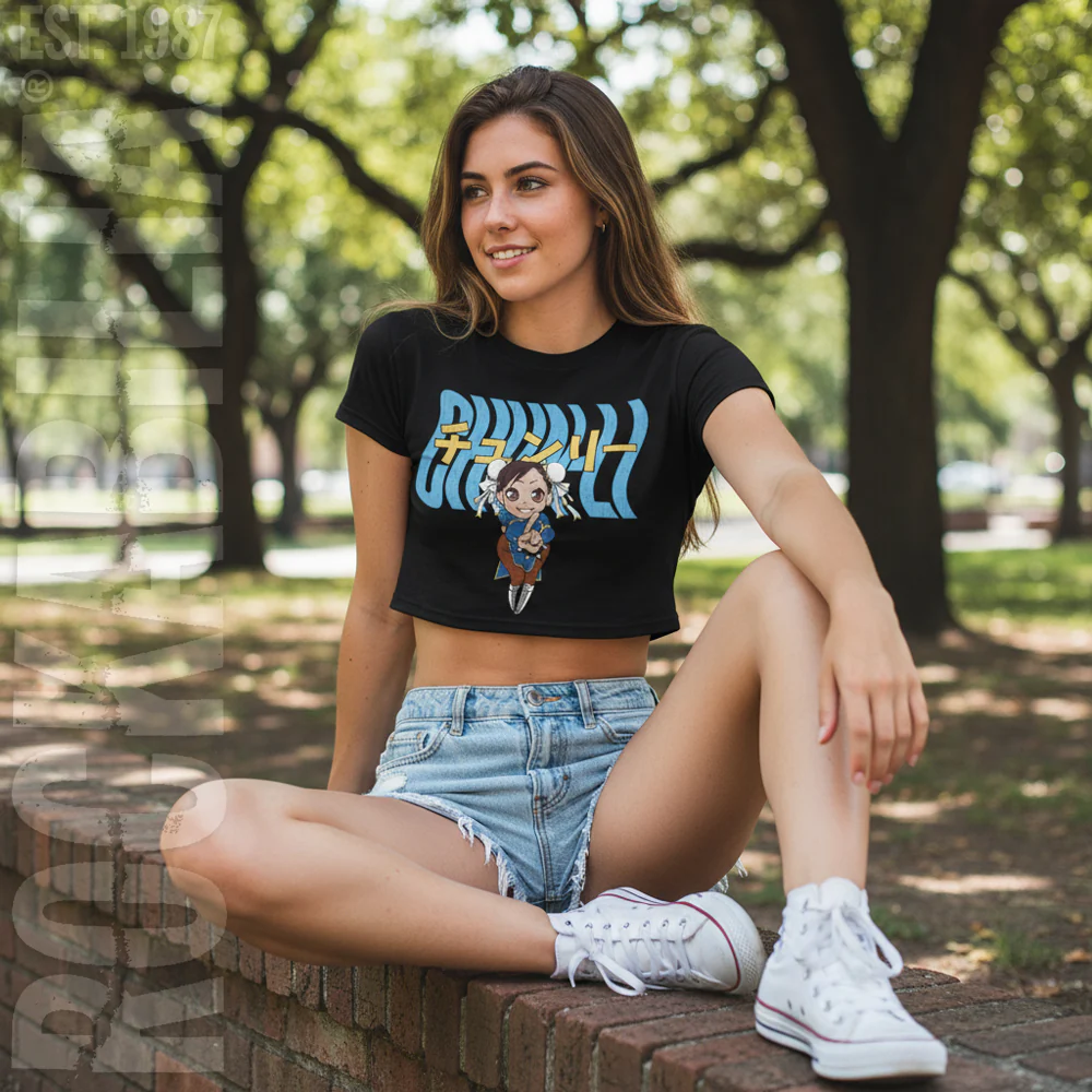 Street Fighter Chun Li Warped Text Junior Top - Image 2