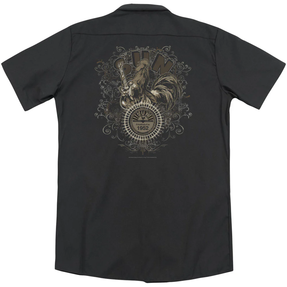 Scroll Around Rooster (Back Print) Work Shirt - Image 2