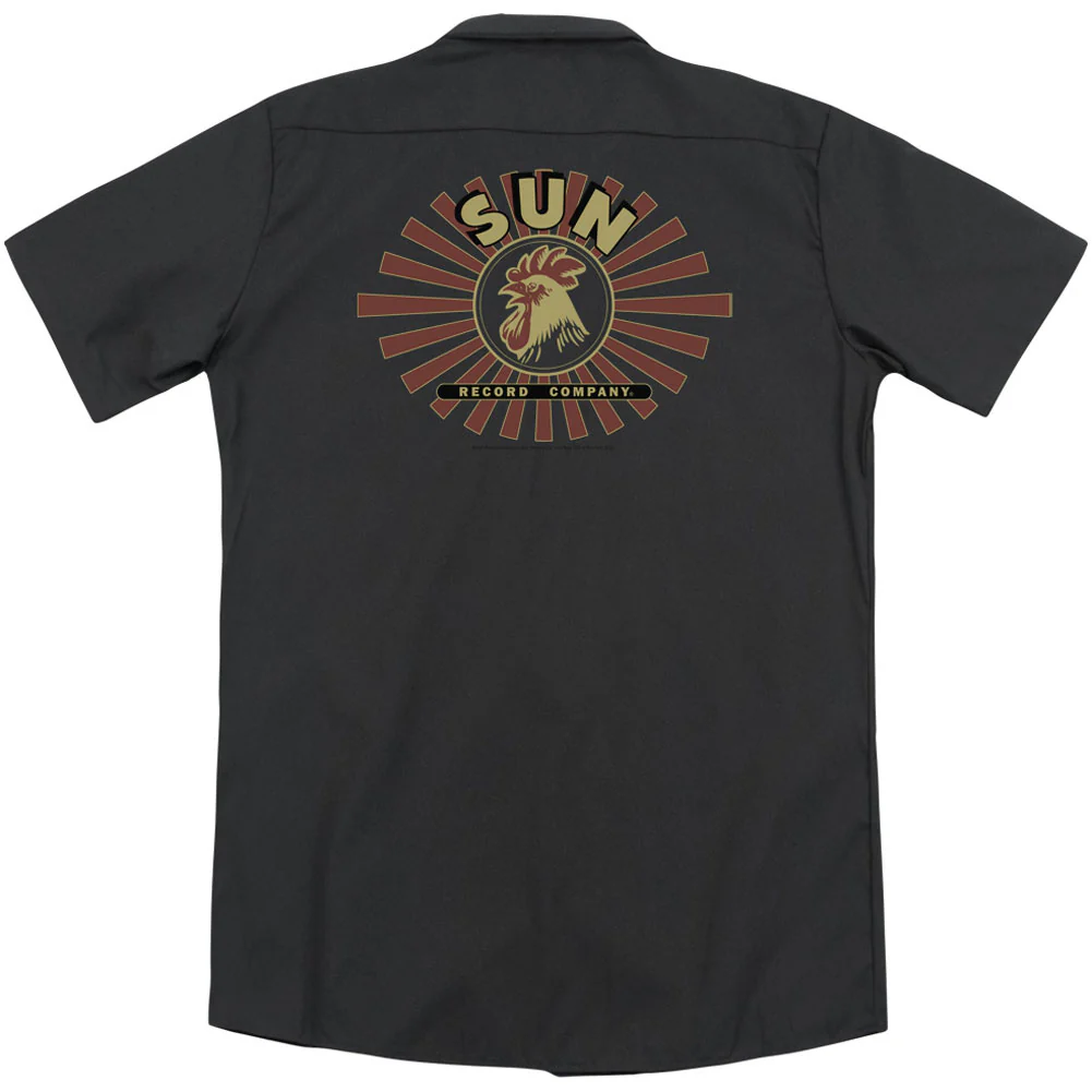 Sun Ray Rooster (Back Print) Work Shirt - Image 2