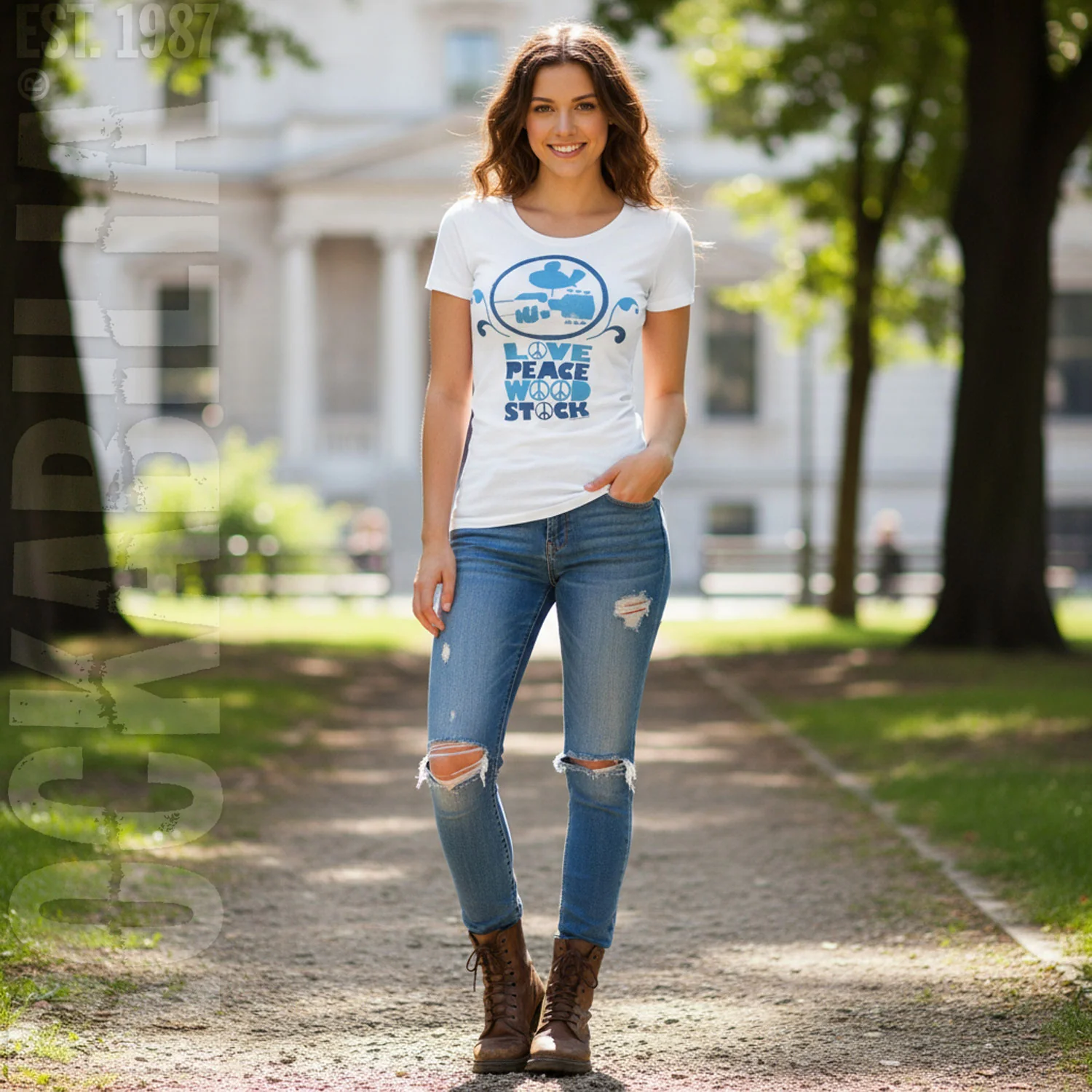 Love Peace Wood Stock Junior Top - Image 3